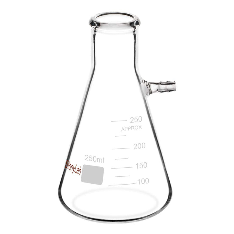 [Australia - AusPower] - StonyLab 250ml Borosilicate Glass Filtering Flask, Bolt Neck with Tubulation. 250 ml transparent 