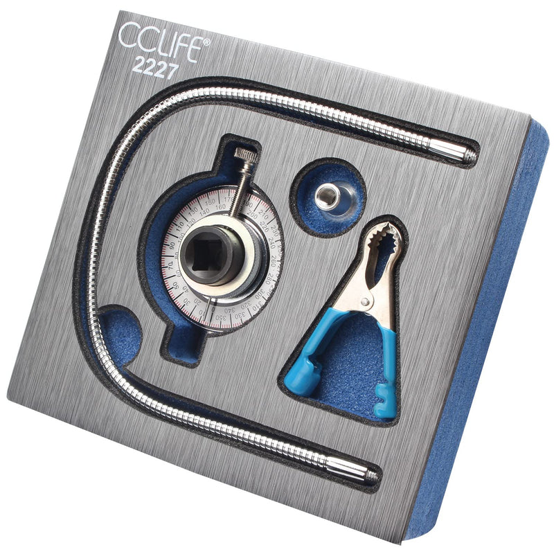 CCLIFE Rotary Protractor 1/2 Inch with Magnetic Arm and Claw Arm Set | Precision gauge for tightening expansion screws, with magnetic arm and claw arm for accurate angle measurement.