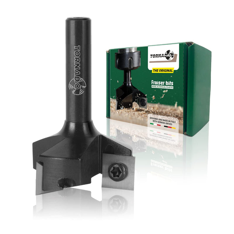 [Australia - AusPower] - Tornado Fraiser Face Cutter 8 mm Shank for Wood Diameter 35 mm with 3 Interchangeable Carbide Blades Coated 10.5 x 10.5 mm Cutter for Router (D = 35 I = 10.5 S = 8) D=35 I=10.5 S=8 tornado 