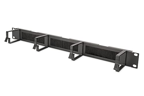 DIGITUS Cable Management Panel, Black | 19" 1U - For Network Cabinets & Network Cables - Black