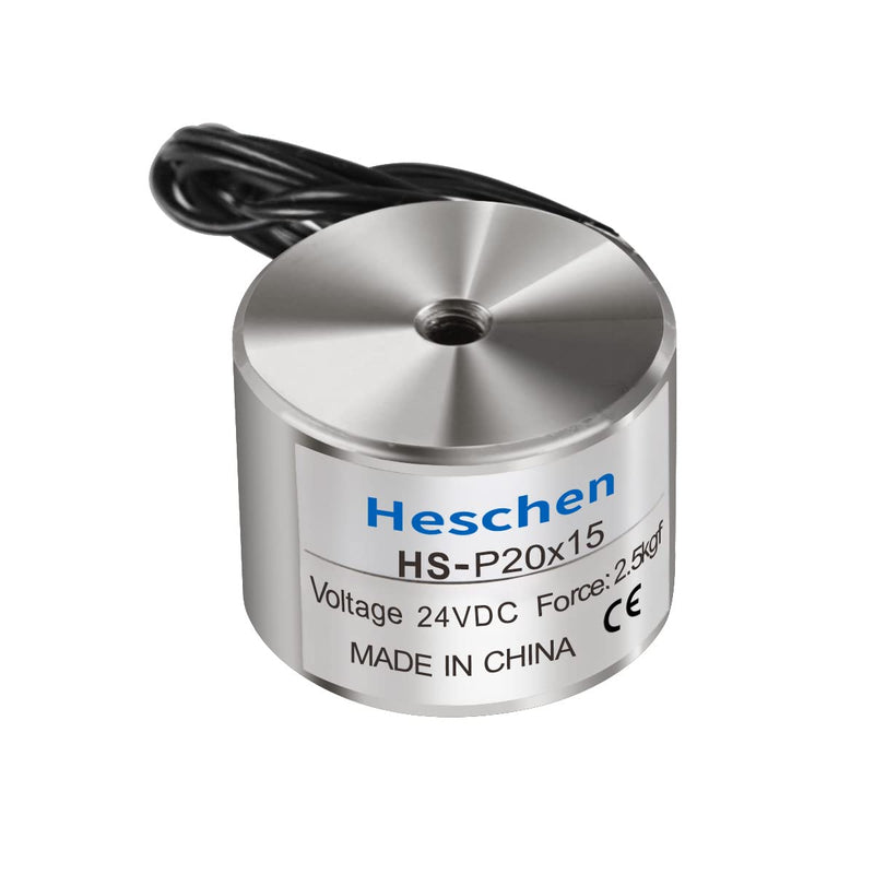 Heschen 20mm Silver Industrial Magnet Cylindrical DC 24V 2.5kg