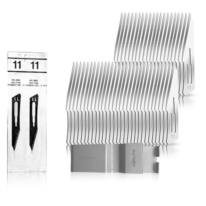 [Australia - AusPower] - May Scalpel Blades Fig. 11 Sterile, Carbon Steel Replacement Blades for Holder No. 3, Precision for Model Making, Crafts, Foot Care (Heinz Herenz Quality), Includes Blade Puller Pack of 50 