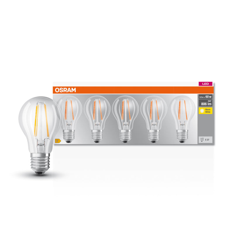 Osram LED light bulb 2700k Warm White 60 W 5 Pack Box 5