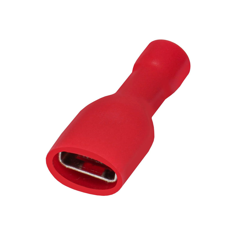 Heschen FDFD1.25-250 1/4" x 0.8mm Terminal Red Vinyl Fully Insulated Quick Coupler Socket for 0.5-1.5mm² (22-16AWG) (Pack of 100)
