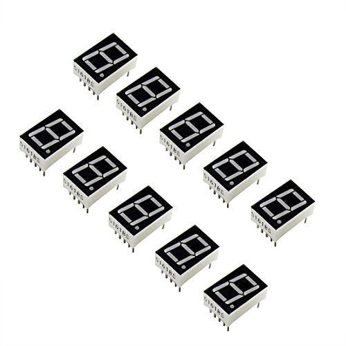 10 Pieces 0.56 Inch 7-Segment LED Display - 1 Digit, Red, 10-Pin Common Sode Anode, Digital Display for Arduino, Microcontroller, DIY Electronics Projects