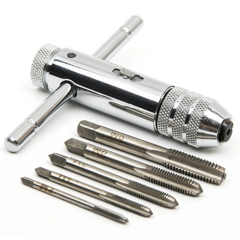 [Australia - AusPower] - QISF Tap and Die Set | Hand Tap | HSS | M3 M4 M5 M6 M8 | Tap with Adjustable T-Handle Tap Wrench | Tap Cutter & Die 