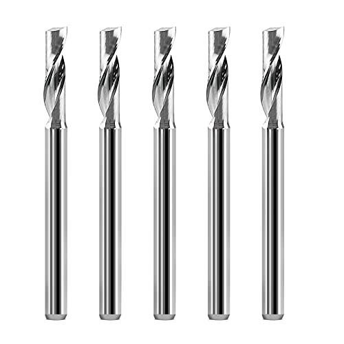 EU_HOZLY 3.175x12mm Single Flute Milling Cutters for Aluminum CNC Tools Solid Carbide Pack of 5