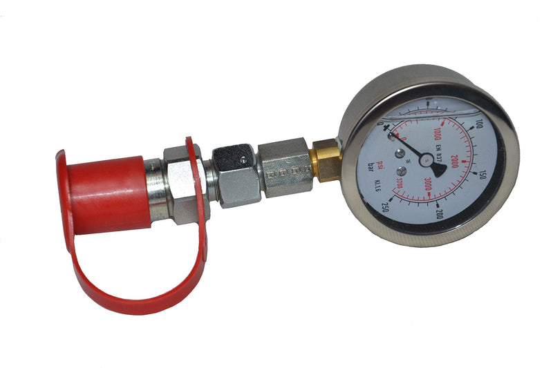 [Australia - AusPower] - Unbekannt Hydraulic Tester / Pressure Gauge 0 - 250 Bar Plug-In Coupling Size 3 Dust Cap Pressure Gauge 