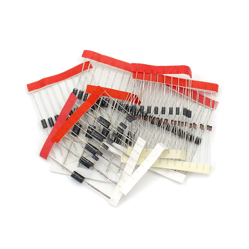 DollaTek Set of 100 Pcs 8 Values Rectifier Diodes Bag Assortment Kit for Arduino (25 x 1N4148, 25 x 1N4007, 10 x 1N5819, 10 x 1N5399, 10 x FR107, 10 x FR207, 5 x 1N5408, 5 x 1N5822)