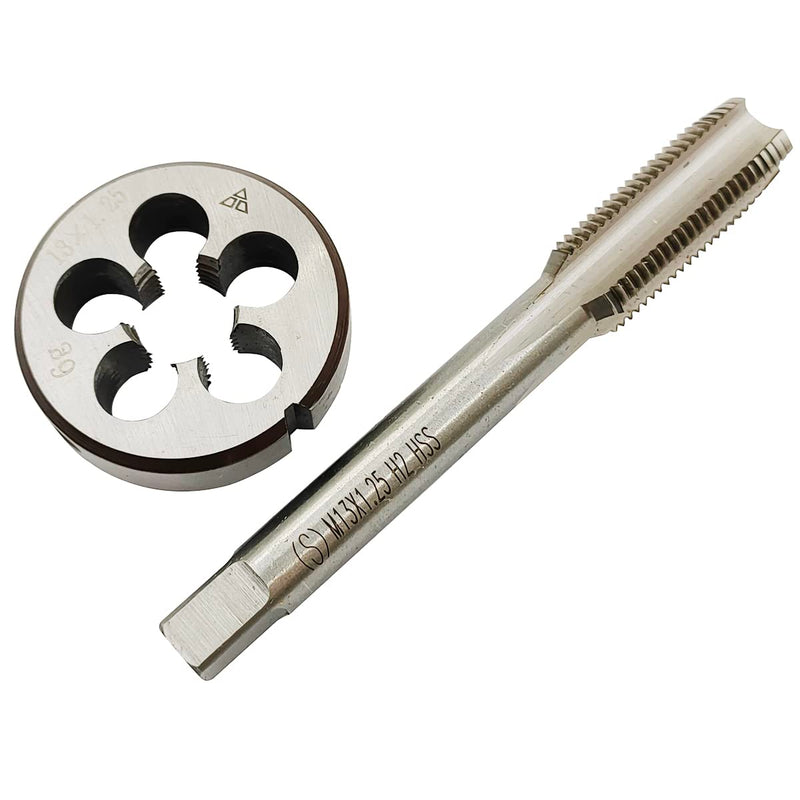 [Australia - AusPower] - M13×1.25 Silver HSS Metric Tap Set Tap and Round Thread Die Right Handed HSS Taper M13 × 1,25 