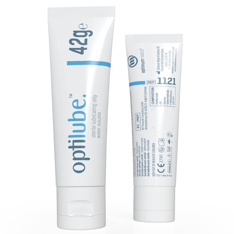 OptiLube Tubes - Sterile Lubricant in 5 g, 42 g, 82 g and 113 g Tubes, Water-Soluble with Simple Folding Cap 42 g (Pack of 1)
