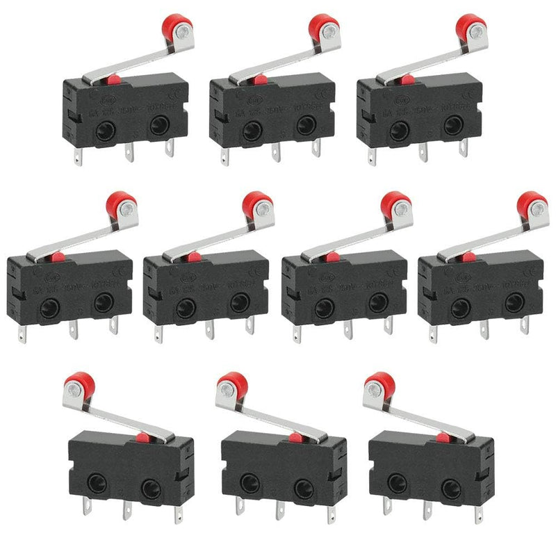 [Australia - AusPower] - GOLRISEN Pack of 10 Micro Switch Limit Switch with Roller Lever 250 V 5 A SPDT 1NO 1NC Limit Switch Black Mini Miniature Switch Limit Switch 3 Pins for Mechanics Electronic Devices Automatic 