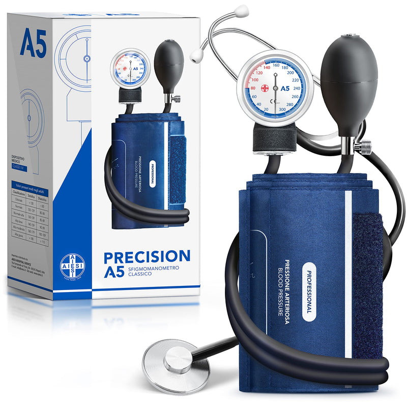 [Australia - AusPower] - AIESI Professional Manual Aneroid Sphygmomanometer classic type for adults with stethoscope DOCTOR PRECISION - Arm blood pressure meter kit with phonendoscope 