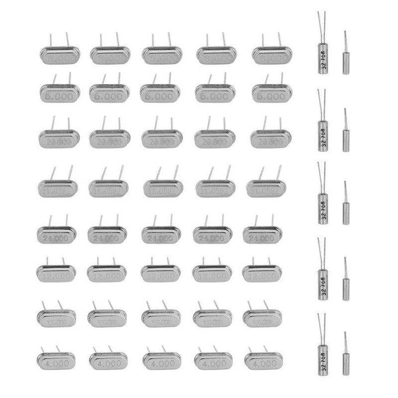 Akozon Quartz Oscillators 50pcs Quartz Oscillator 10Value 32.768KHz -24MHz DIY Quartz Oscillator Quartz Assorted Kit Set