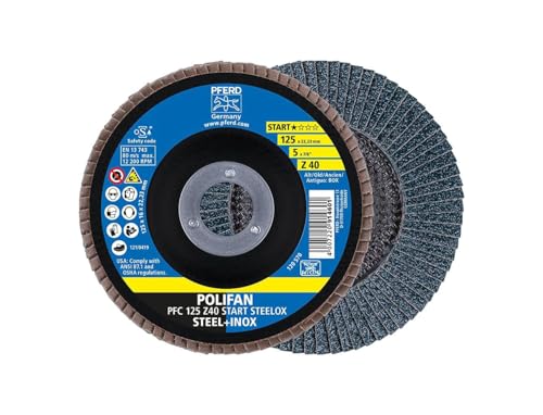 Pferde Polifan 69300934 Pane Abrasive Flap Disc PFC 125 40 Box of 10) 125 mm Zirconia corundum 40