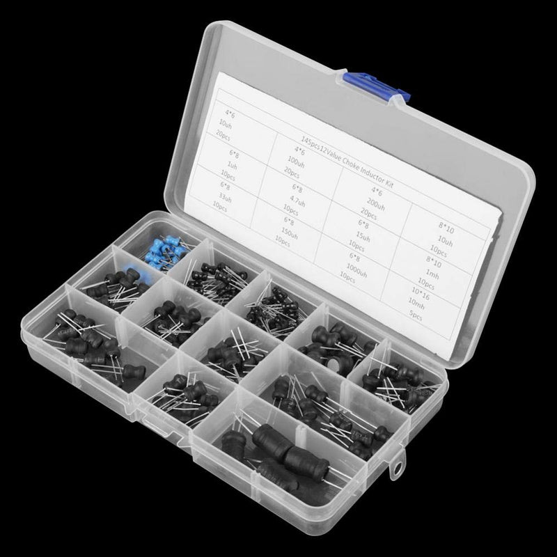 Garsent Inductors, 10uH-10mH, 12 Values, Choke Inductors, 145 Pieces, Silver, Electronics Components, Metal, Electronics Projects, Repairs, Prototyping, Hardware Components