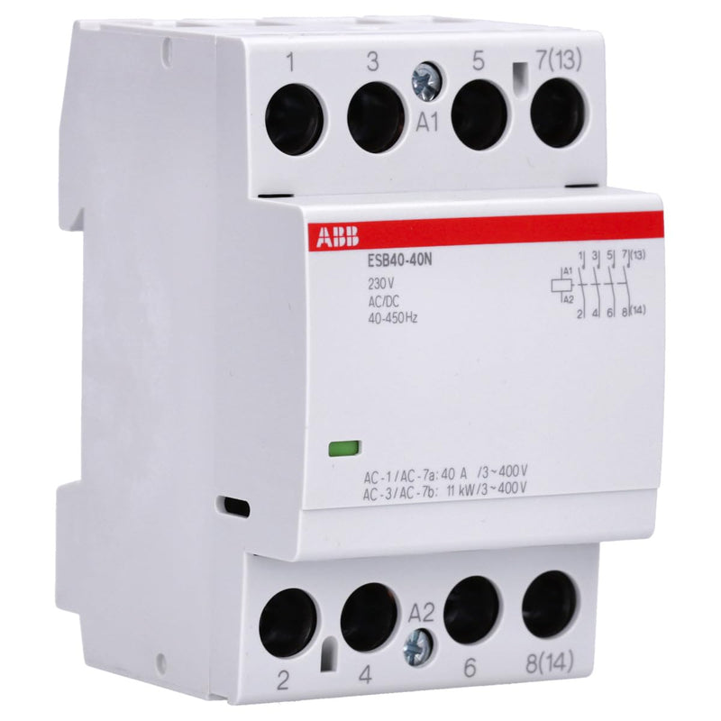 [Australia - AusPower] - ABB ESB40-40N-06 Installation Contactor (Closer) - 40A 4NO 230V AC/DC 4-Pin 54mm for DIN Rail Low Noise 1SAE341111R0640 