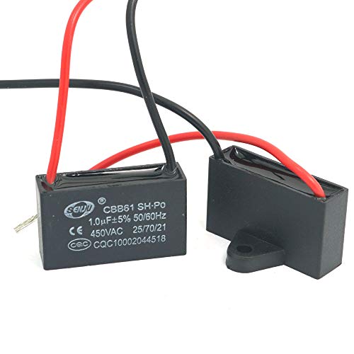 DollaTek 2pcs CBB61 1uF 450V AC 50/60Hz Air Conditioning Fan Motor Running Capacitor 1uF