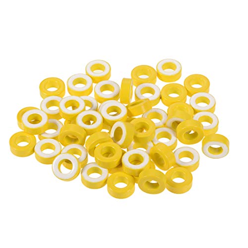 sourcing map Ferrite Ring Core 8.2x15.5x6.2mm Yellow White Pack of 50 | Iron power toroid core DE de