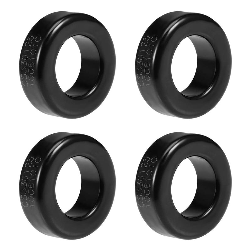 sourcing map 4 pieces ferrite ring iron powder toroid cores 19.3 x 33.7 x 11.3 mm black grey de