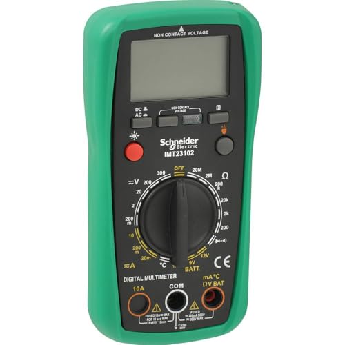 Schneider Electric Thorsman IMT23202 Digital Multimeter with LCD Display | Illuminated, category 3, 300 V, battery 9 V, green Digital multimeter 300 V LCD display Illuminated