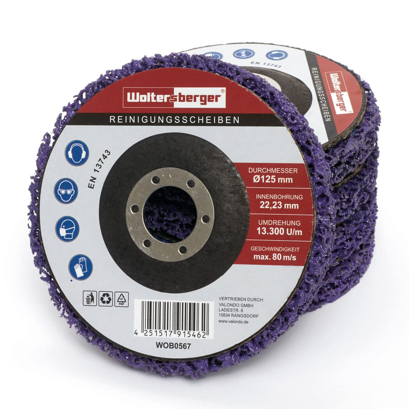 [Australia - AusPower] - Woltersberger® Pack of 5 Coarse Cleaning Discs Diameter 125 mm CSD Cleaning Fleece CBS Nylon Fabric Disc Purple for Angle Grinder Rust Remover for Flex 125mm 