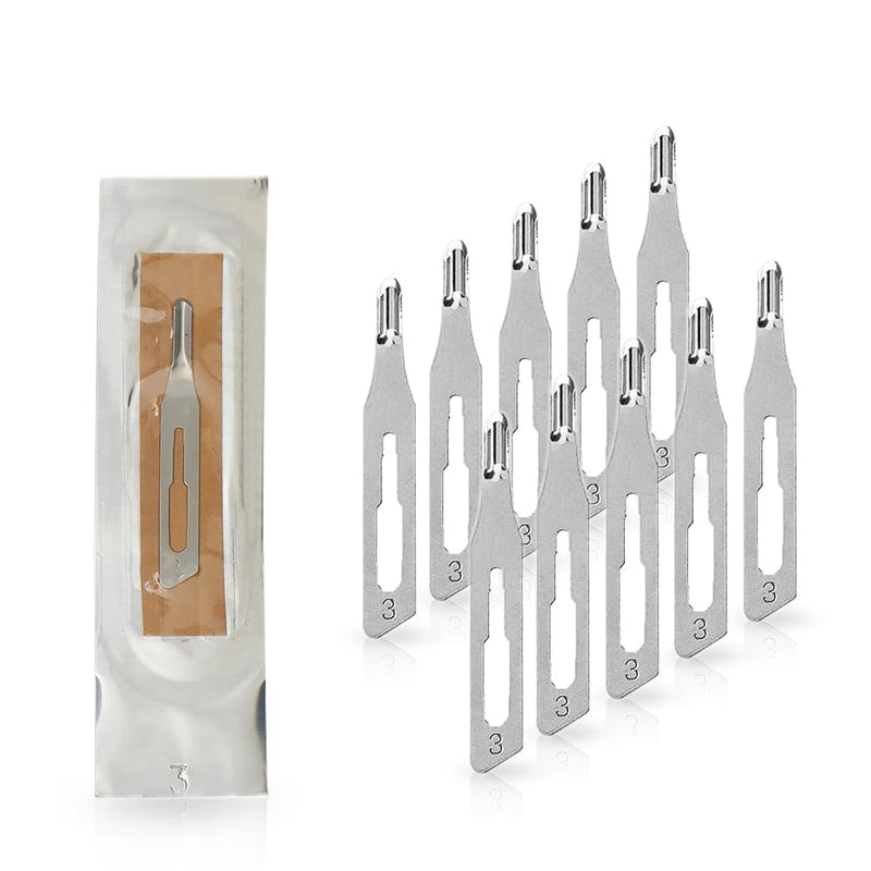 [Australia - AusPower] - May 10 x Hollow Chisel Blades Figure 3 Made of Carbon Steel Sterile Professional Blades for Podiatry & Foot Care Precision Instrument for Callus & Corn Removal Suitable for Scalpel Holder No. 3 