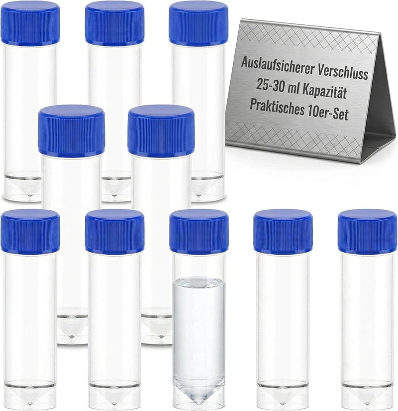 Hemobllo Sample Cup with Screw Lid, Samples Container Without Label Laboratory Medical Use 25-30 ml Pack of 10