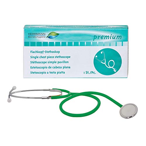 Flat head stethoscope in various colors, Nickel-free aluminum-plastic combination, ultra-light and super acoustics, Flexible Y-tube with chest piece, Ideal for doctors, nurses and for private use Green