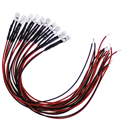 10 x 5 mm LED, 5 V, red, with 20 cm connection cable and integrated series resistor 10 x 5mm