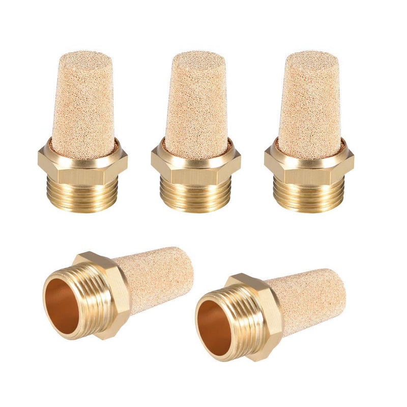 [Australia - AusPower] - sourcing map 5pcs Brass Silencer G3/8 Adjustable Silencer G Brass 