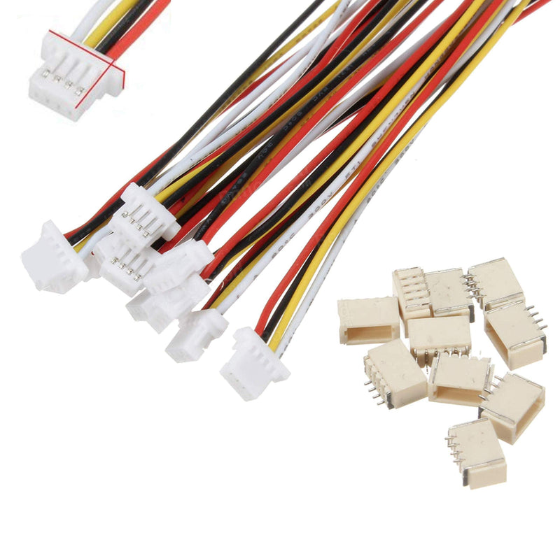Mr. Stecker Modellbau® Premium 4-Pin 1.0 SH 1.0 mm Mini Micro JST Plug Including 15 cm 28AWG Cable + Female Loose JST-SH (20x) 20x