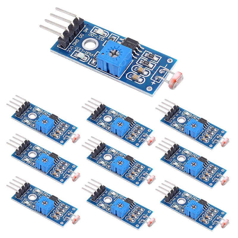 [Australia - AusPower] - WayinTop 10 Pcs 4 Pin Photo Resistor Sensor Light Detector Module with Digital Output for Arduino Raspberry Pi 