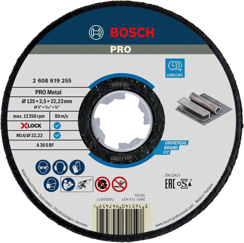 Bosch Professional Expert Straight Cutting Disc (for Metal, X-LOCK, Diameter 125 mm, Bore Diameter: 22.23 mm, Thickness: 2.5 mm) 2-Ø 125 mm