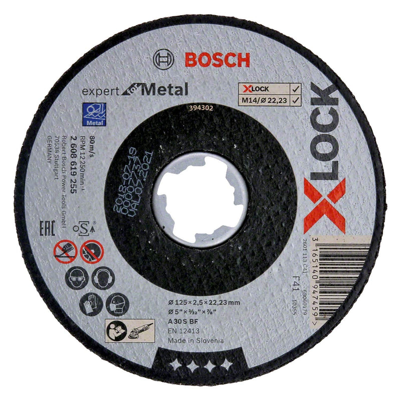 [Australia - AusPower] - Bosch Professional Expert Straight Cutting Disc (for Metal, X-LOCK, Diameter 125 mm, Bore Diameter: 22.23 mm, Thickness: 2.5 mm) Ø 125 mm 