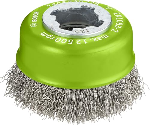 Bosch Professional 1 x Wavy Cup Brush Clean (for Inox, X-LOCK, Rustproof, Diameter 75 mm, Wire Thickness 0.3 mm, for Diameter 125 mm, Accessories Angle Grinder)