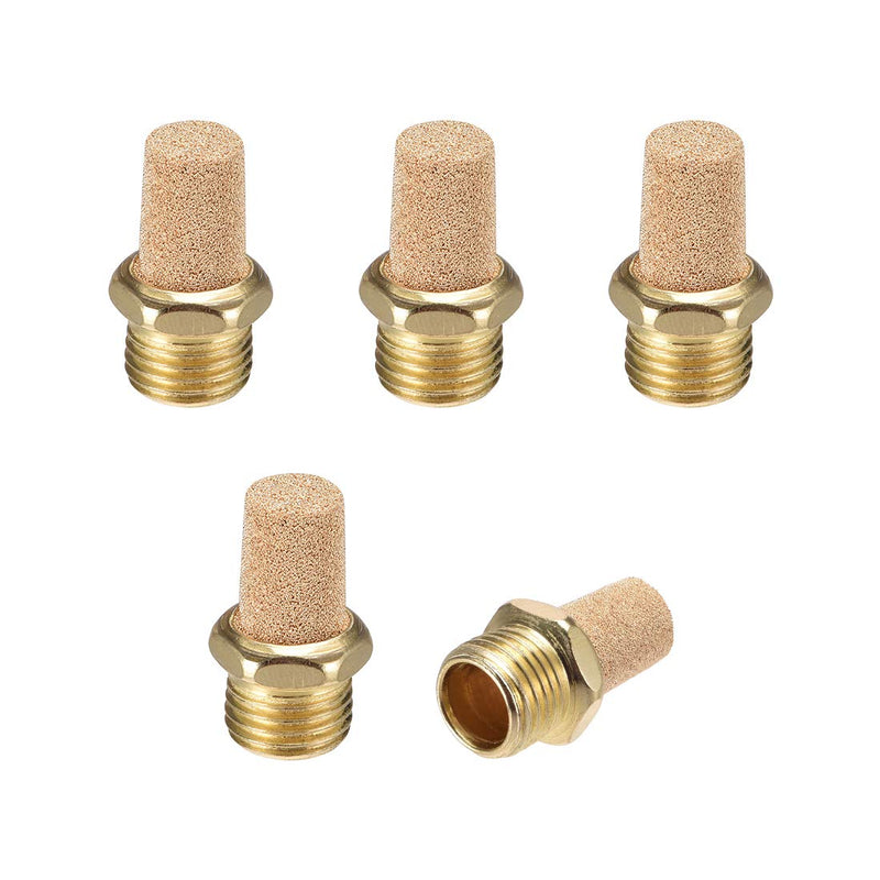 [Australia - AusPower] - sourcing map Brass Exhaust Silencer with Brass Body 1/4 Inch PT Male Thread Bronze Pack of 5 