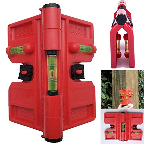 Magnetic Post Spirit Level 188x134mm Adjustable Angle Red | 3 high-precision levels, 270° flexible adjustable - 270°, impact-resistant ABS housing, for pipes, posts, pictures and tiles