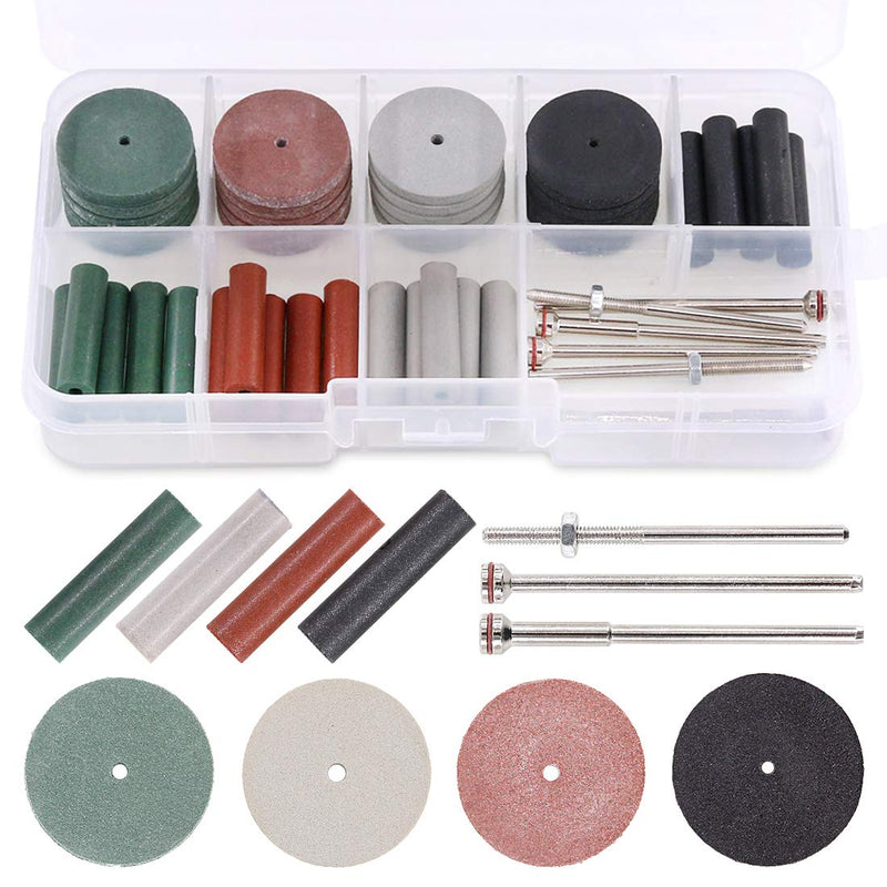 [Australia - AusPower] - Swpeet 46 Pcs Polishing Wheel Set, 40 Pieces 4 Colors Mixed Lab Beauty Silicone Rubber Polishing Pads and Polishing Particles + 6 Mandrel Shanks, Perfect for Rotating Handpieces 