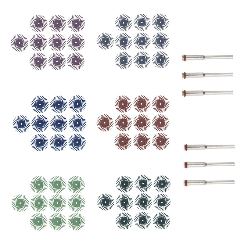 [Australia - AusPower] - YINETTECH Set of 60 Disc Brushes, Radial Bristle Disc Wheel Bushings, 6-Piece Kit, Grinding Brush, Rotary Tool for Dremel Tool Jewellery, Polishing 