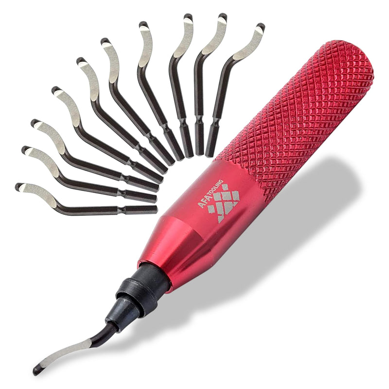 [Australia - AusPower] - AFA Tooling Deburring Tool Kit with 11 High Speed Steel BS1010 Blades | Precision Edge Burr Removal on Copper, Iron, Brass, and PVC Plumbing Pipes, 3D Printing Plastics, Resin Art, and Metal Work 11 Blades (BS1010) 