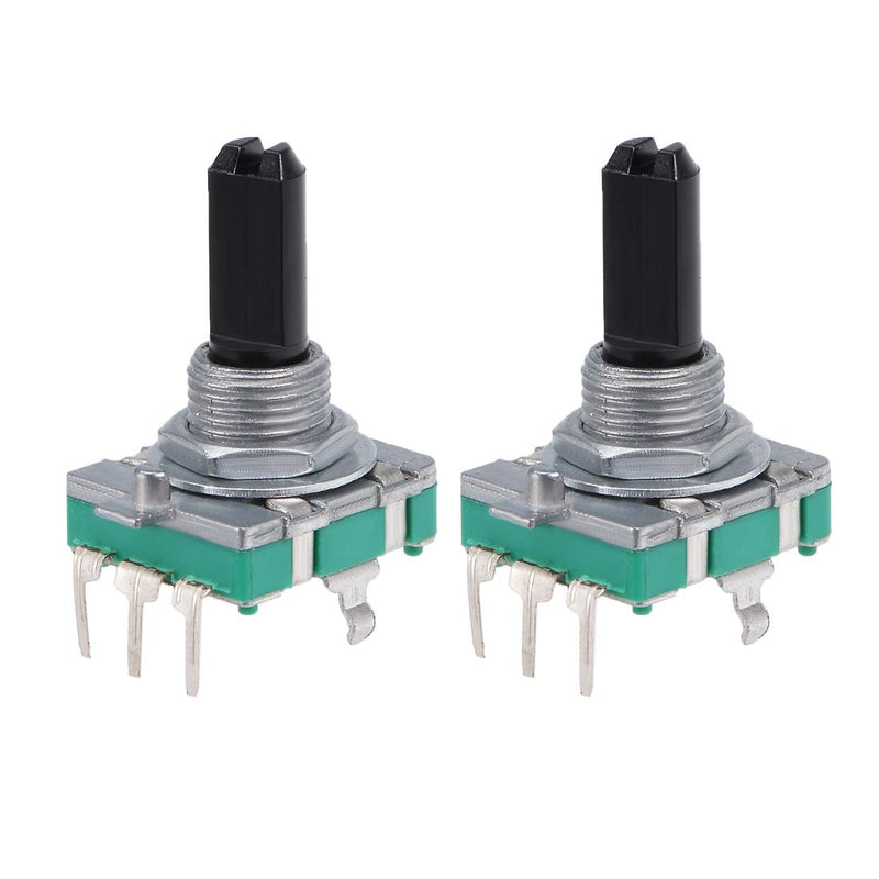 sourcing map 2pcs 360 Degree Rotating Coding Switch EC16 5 Strip 20mm D Shank Black (black 6)