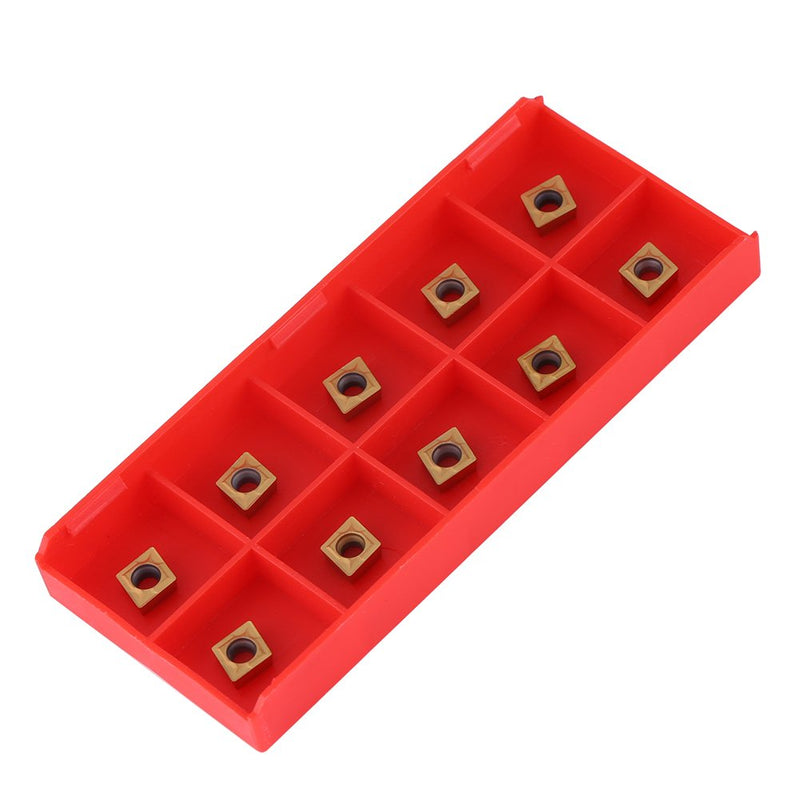 [Australia - AusPower] - 10pcs CNC Carbide Tip Inserts CCMT060204-HM YBC251 Knife Cutter Rotary Tool with Box for Preworking Steel Gold High Strength High Tenacity 10x6x2.5mm, Default 