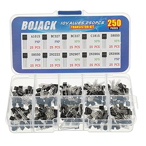 Bojack 10 Values 250pcs A1015 BC327 BC337 C1815 S8050 S8550 2N222 2N2907 2N3904 2N3906 PNP NPN Power All Purpose Transistor sortimentskIT