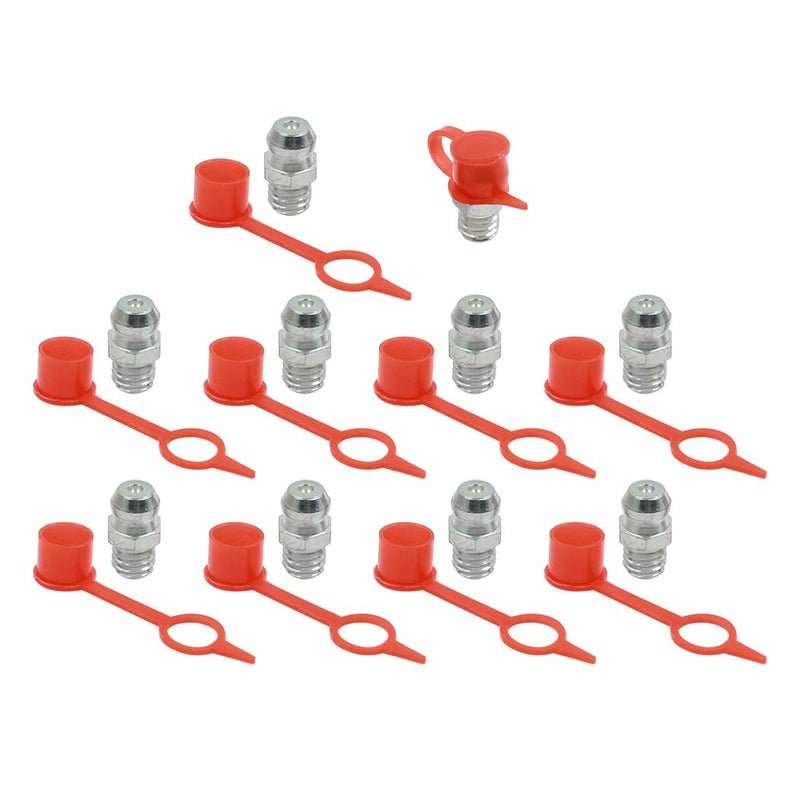 X AUTOHAUX Set of 10 Straight Grease Nipple Fittings with Dust Cap for Car M6