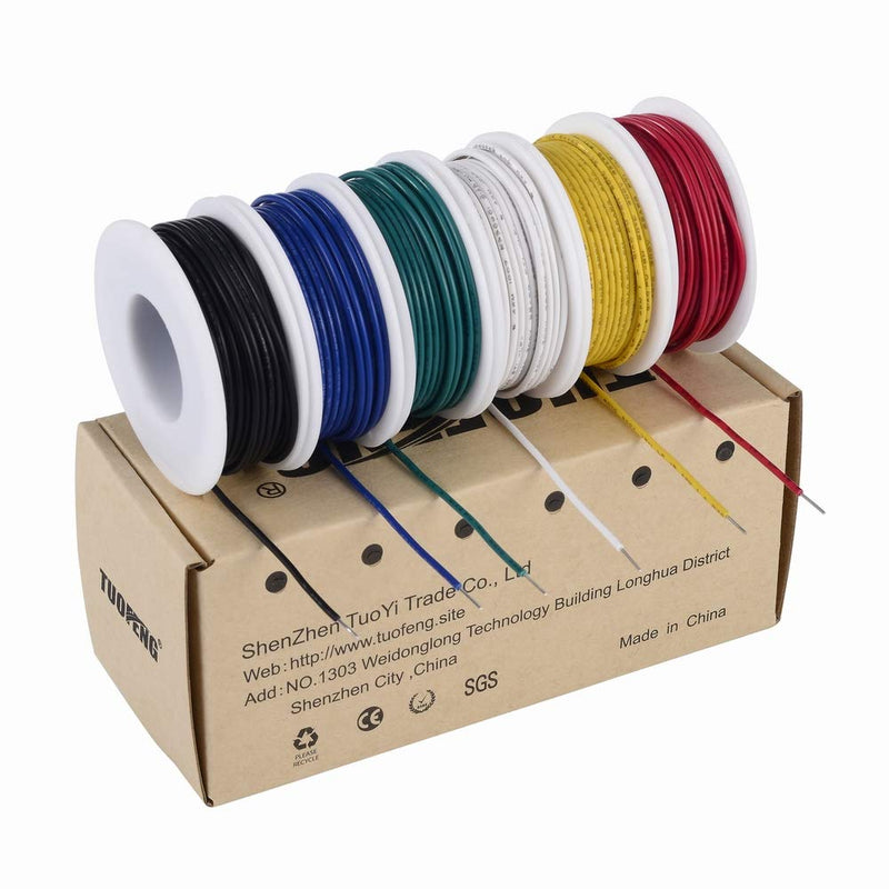 Tuofeng 0.20 mm² Solid Wire Kit, 9 Meter Spools in Each color, Jumper Wire, Wire Laying Kit 22 AWG Solid Wire Kit 9 m Spools