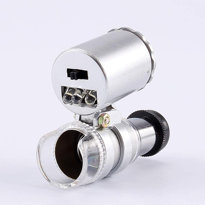 [Australia - AusPower] - Microscope Pocket Mini 60X Pocket Microscope, Jewellery Magnifying Glass LED UV Light 