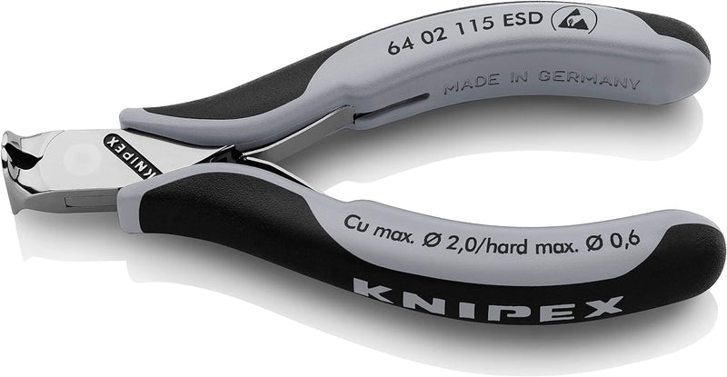 KNIPEX ESD 64 02 115 ESD Electronic End Cutting Pliers | With multi-component sleeves 115 mm Without facet 130 mm