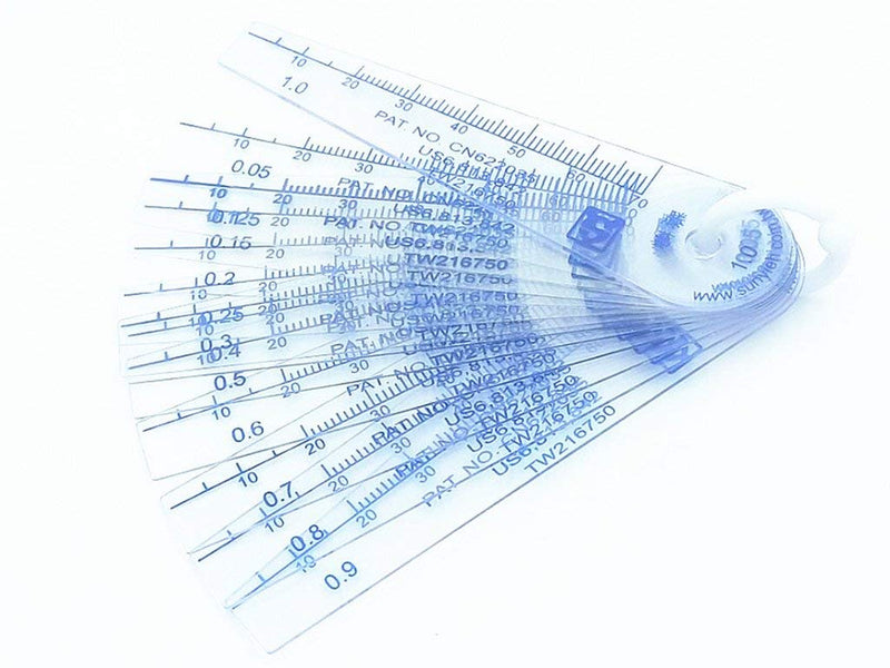 [Australia - AusPower] - BESNIN Plastic Feeler Gauge 13 in 1 Gap Measuring Tool 0.05-1 mm Metric and Inch Marked for Measuring Gap Width Thickness 