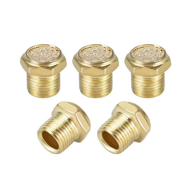 [Australia - AusPower] - sourcing map Sintered Bronze Brass Housing G Flat Pneumatic Air Silencer Flow Regulator G1/8 Inch Pack of 5 G1 / 8 " 